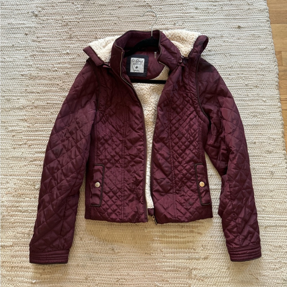 Maroon Winter Jacket with Hood